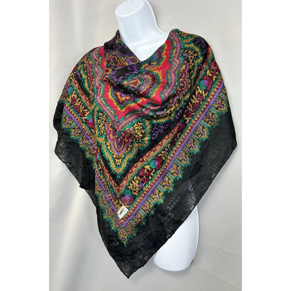 Vintage Yves Saint Laurent Vintage Scarf Colorful 42x40 Y2K - Picture 2 of 7